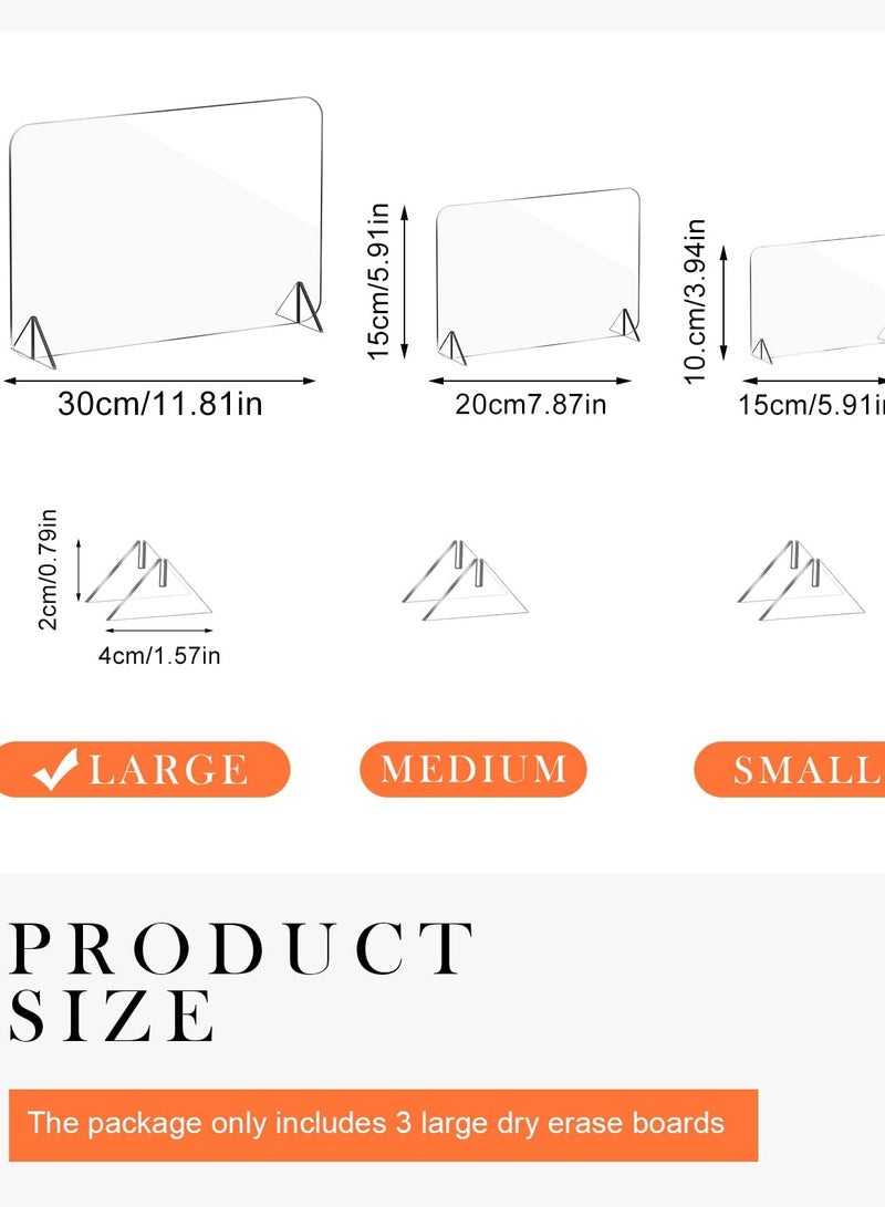 Set of 3 Clear Acrylic Dry Erase Boards with Stand for Easy Writing and Display Ideal for Home Office and School - Image 1