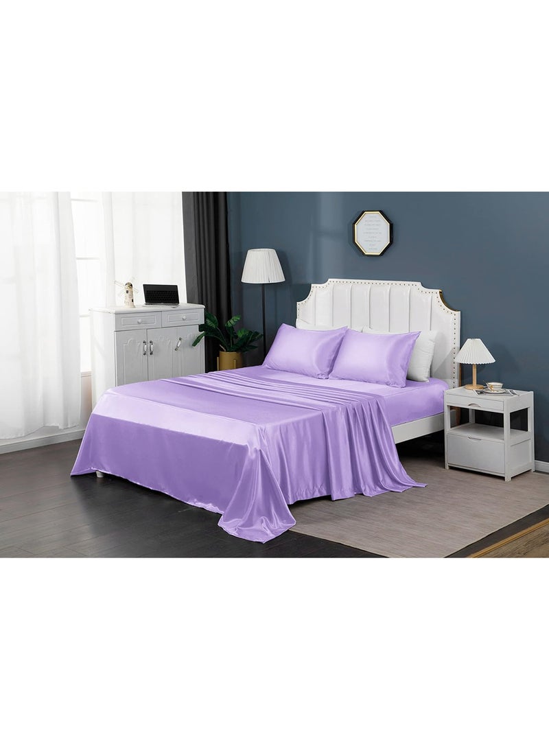 VITION Satin Silk Pillow Case Cover for Hair and Skin, Soft Breathable Smooth Both Sided Silk Pillow Cover Pair (Standard - 50 x 65cm - 2pcs - Lavender) - Image 3