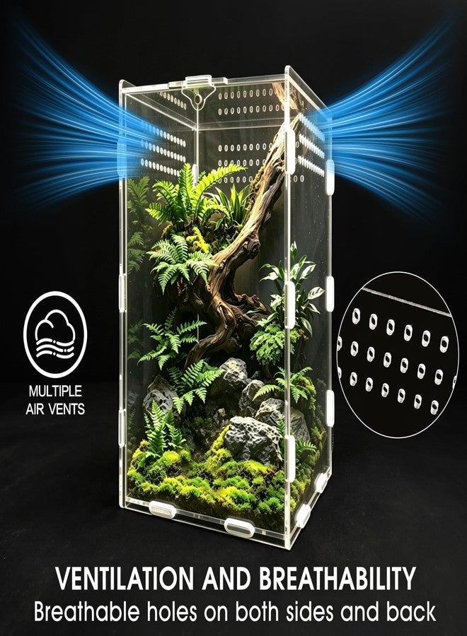 GTSEEMUU Jumping Spider Enclosure, Insect Terrarium, Bug Cage, Acrylic Terrarium for Tarantula, Snail, Praying Mantis, Frog, and Small Reptiles, Includes Tweezer and Bowl, (5.9" x 5.9" x 9.8") - Image 5