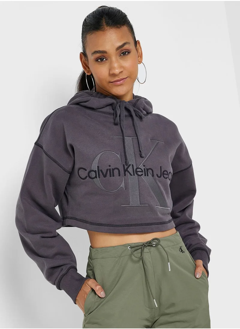 Calvin Klein Jeans Pocket Detail Crop Hoodie