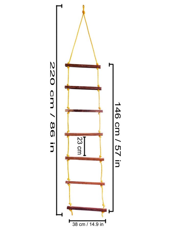 HomeCute HOMECUTE Rope Ladder For Kids For Physical Activity, Outdoor & Indoor Swing Set Accessories, Wooden Children Climbing Swing Kids Sports Toys For 3 To 10 Years., 380 Centimeters  - Image 2