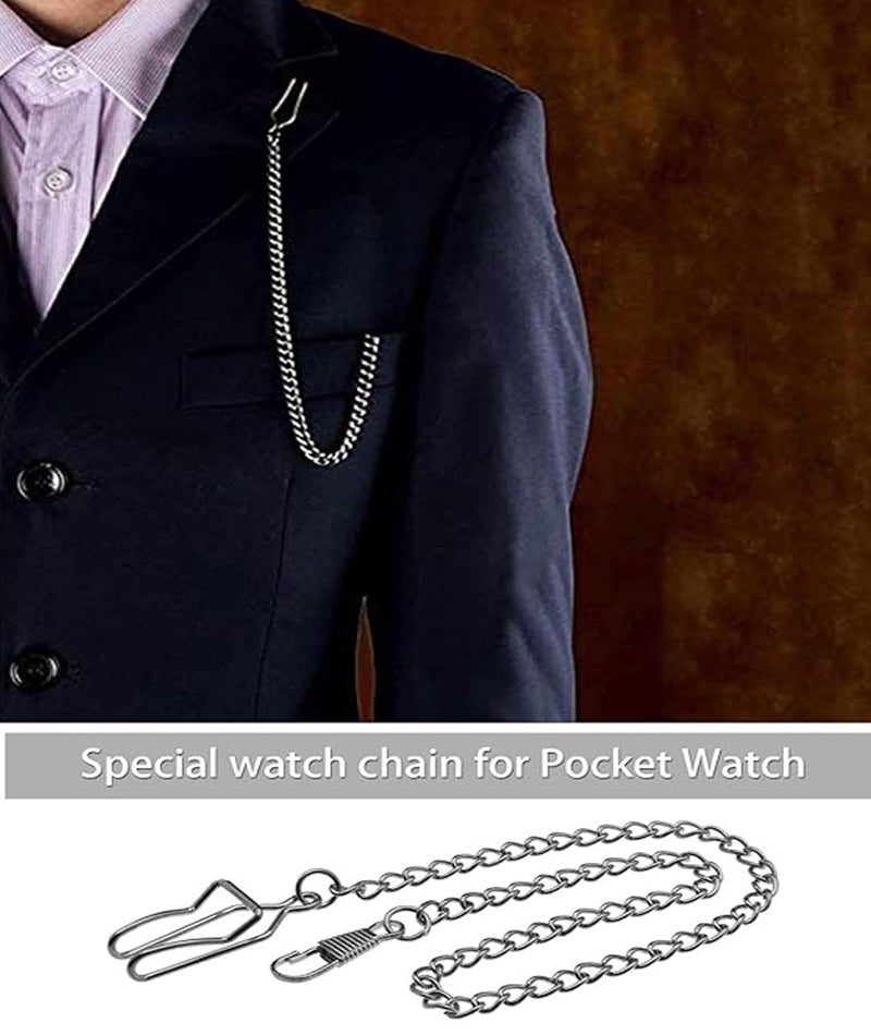 RupeeRise 2 Pcs Pocket Watch for Man, Vintage Pocket Watch Chain for Men, Antique Watch for Men, Antique Watch Accessory, 37cm/14.57in Length,Fashion Jewelry for Retro Style - Image 5
