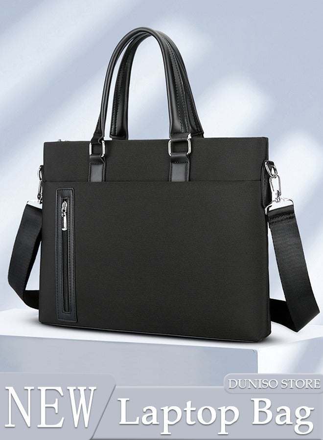DUNISO Mens Business Briefcase Large Capacity Laptop Bag Large Slim Messenger Bag Crossbody Bag with Soft Top Handle Handbag and Long Straps for Business Travel Office Work - Image 1