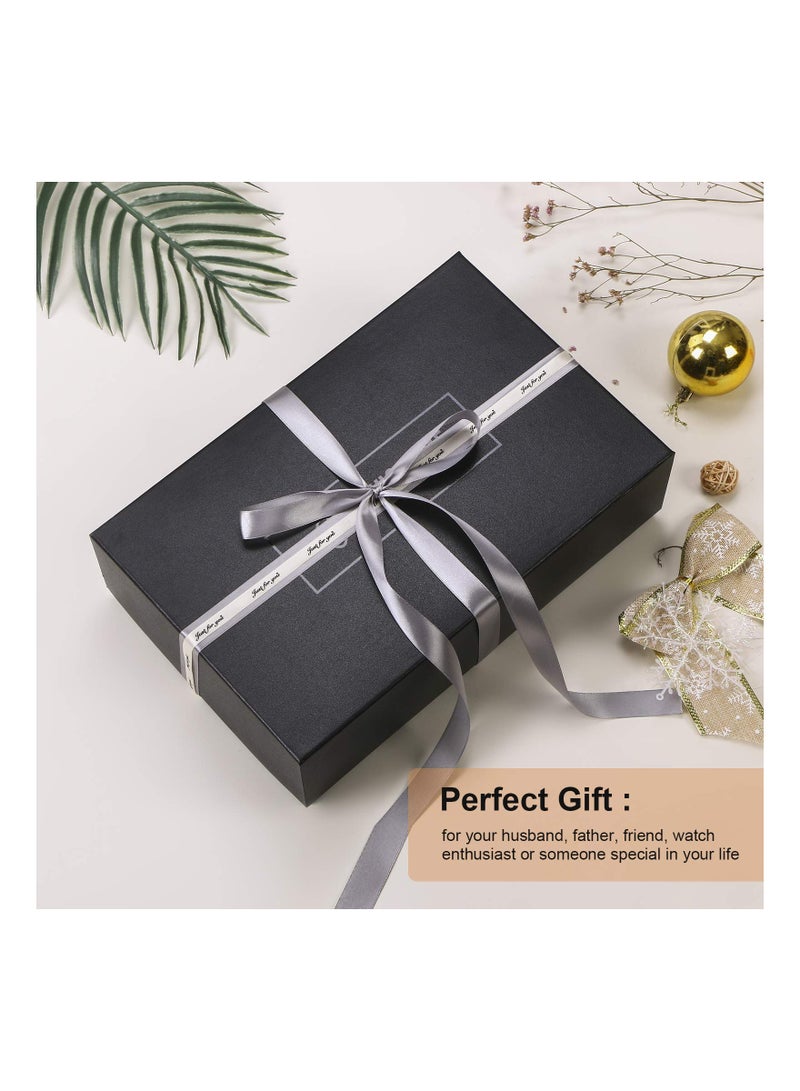 Watch Box Sunglass Organizer with Real Glass Top 6 Watch Case and 3 Slots Sunglasses Box for Men Carbon Fiber Design Black - Image 2