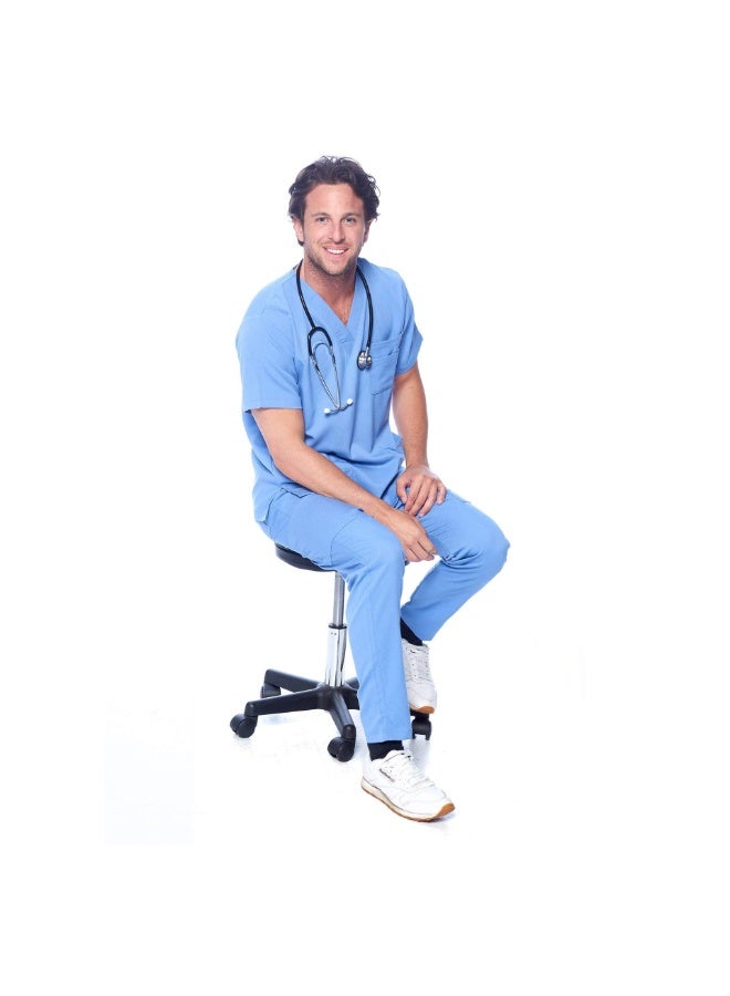 Loquat Womens Men Medical Scrubs Set Medical Uniform Set Medium Blue - Image 2