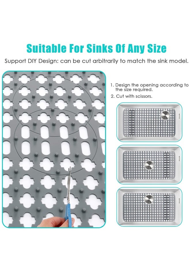Kitchen Sink Mat, Non-Slip Silicone Sink Protectors, Stainless Steel, Porcelain Sinks, 25”x13” Flexible Sink Grate, Cut to Fit, Grey, 1 PCS  - Image 4