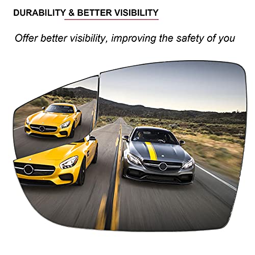SKARUMMER Driver Left Side Mirror Replacement for 2012-2018 Ford Focus Side Mirror Glass - Side View Heated Convex Mirror Glass with Rear Holder, Replace CM5Z-17K707-H - Image 3