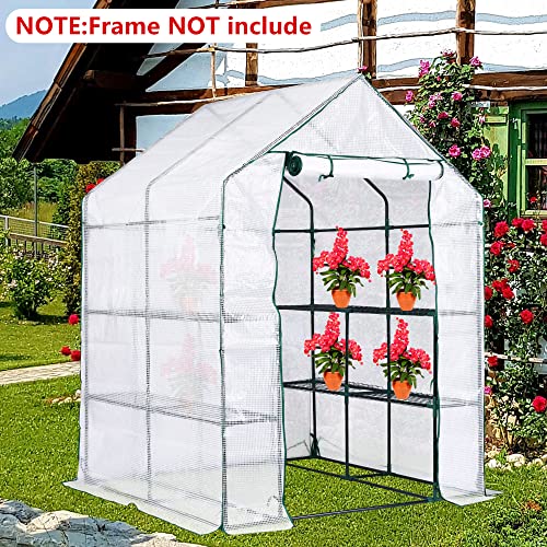 DECOHS Walk-in Greenhouse Replacement Cover with Roll-Up Zipper Door, 56 x 56 x 76 inch PE Greenhouse Cover for Outdoor Plant Gardening Plants Cold Frost Protection Wind Rain Proof (Frame Not Include) - Image 5