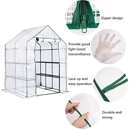 DECOHS Walk-in Greenhouse Replacement Cover with Roll-Up Zipper Door, 56 x 56 x 76 inch PE Greenhouse Cover for Outdoor Plant Gardening Plants Cold Frost Protection Wind Rain Proof (Frame Not Include) - Image 3