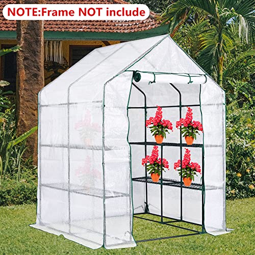 DECOHS Walk-in Greenhouse Replacement Cover with Roll-Up Zipper Door, 56 x 56 x 76 inch PE Greenhouse Cover for Outdoor Plant Gardening Plants Cold Frost Protection Wind Rain Proof (Frame Not Include) - Image 4