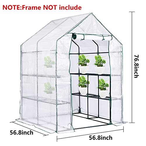 DECOHS Walk-in Greenhouse Replacement Cover with Roll-Up Zipper Door, 56 x 56 x 76 inch PE Greenhouse Cover for Outdoor Plant Gardening Plants Cold Frost Protection Wind Rain Proof (Frame Not Include) - Image 2