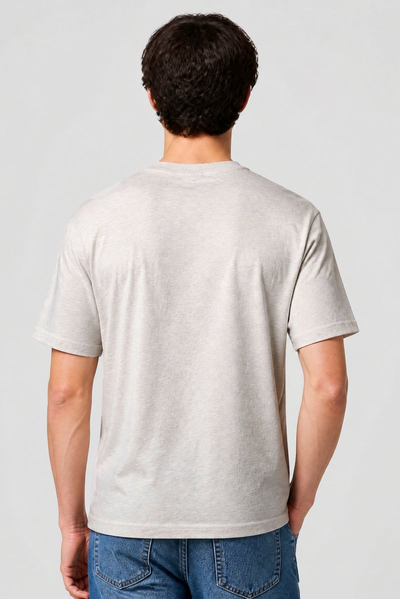 GOOD FOR NOTHING Men Crew Neck Short Sleeve Embroidered Logo T-Shirt, Grey - Image 4