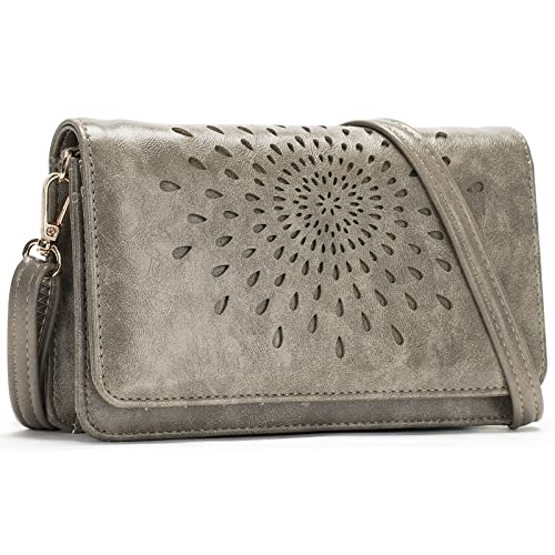 APHISON Multi-Function Small Crossbody Bags For Women,Cell Phone Shoulder Bag,Clutch Purse,RFID Wristlet Wallet,Card Holder Gray - Image 1