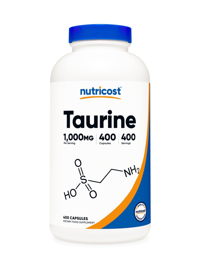 Nutricost Taurine, 1000 MG Per serving |400 Capsules | 400 SERVINGS  - Image 1