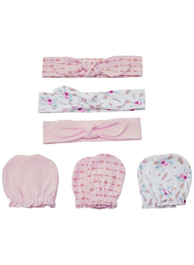 Little Treasure Baby Girl Cotton Headband And Scratch Mitten Set Boho One Size  - Image 2