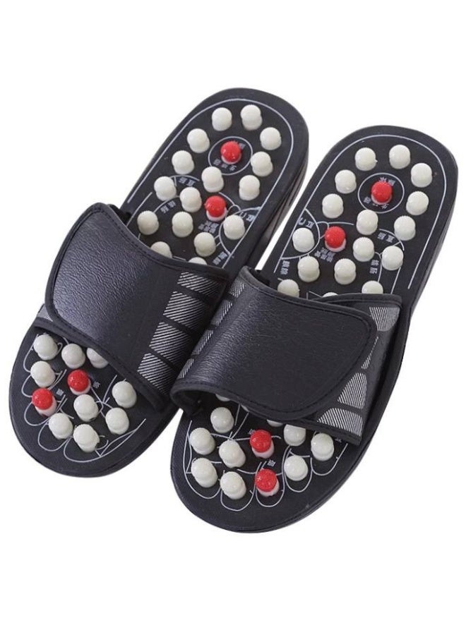 Acupressure Massage Slippers – Reflexology Sandals for Plantar Fasciitis, Arch & Heel Pain Relief | Unisex Indoor Slippers Size 43 – Black - Image 1
