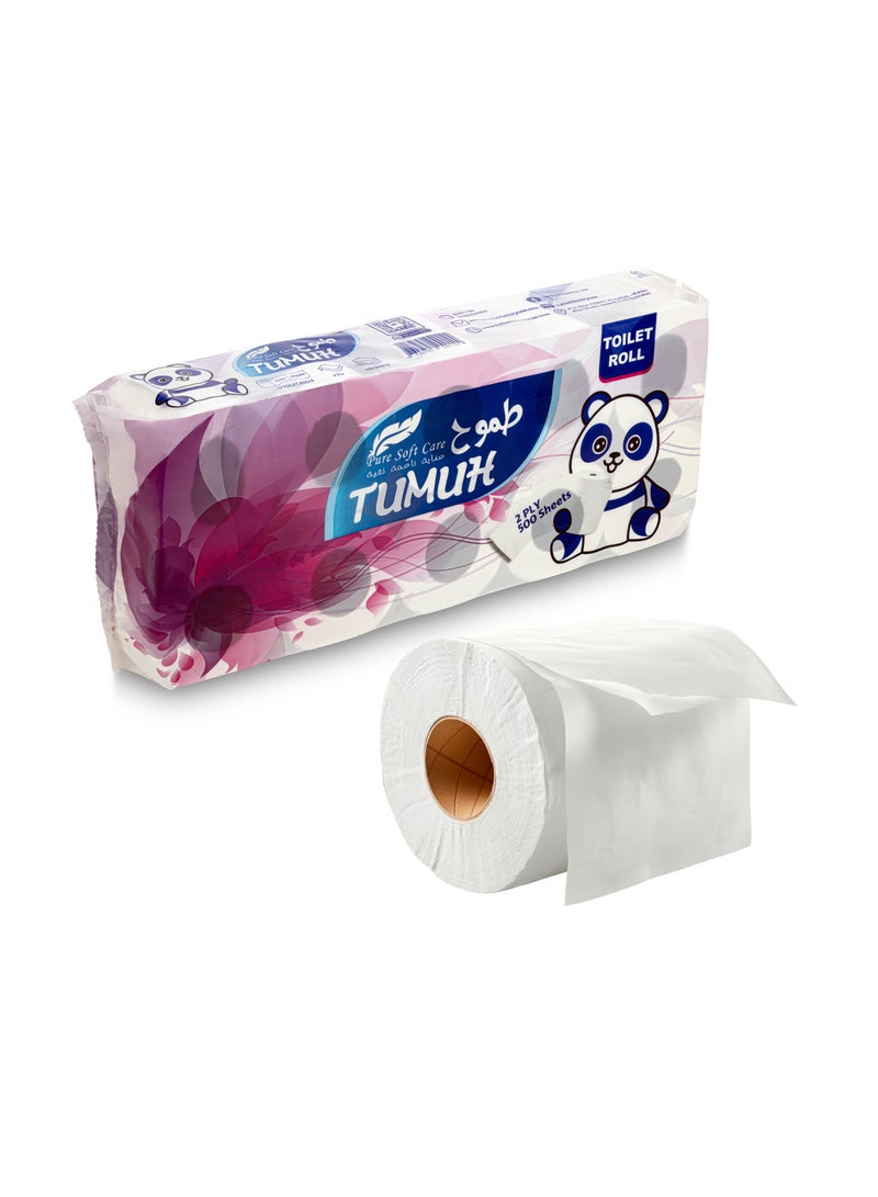 Tumuh Toilet Paper 2 Ply 10 Rolls x 500 Sheets, White - Image 1