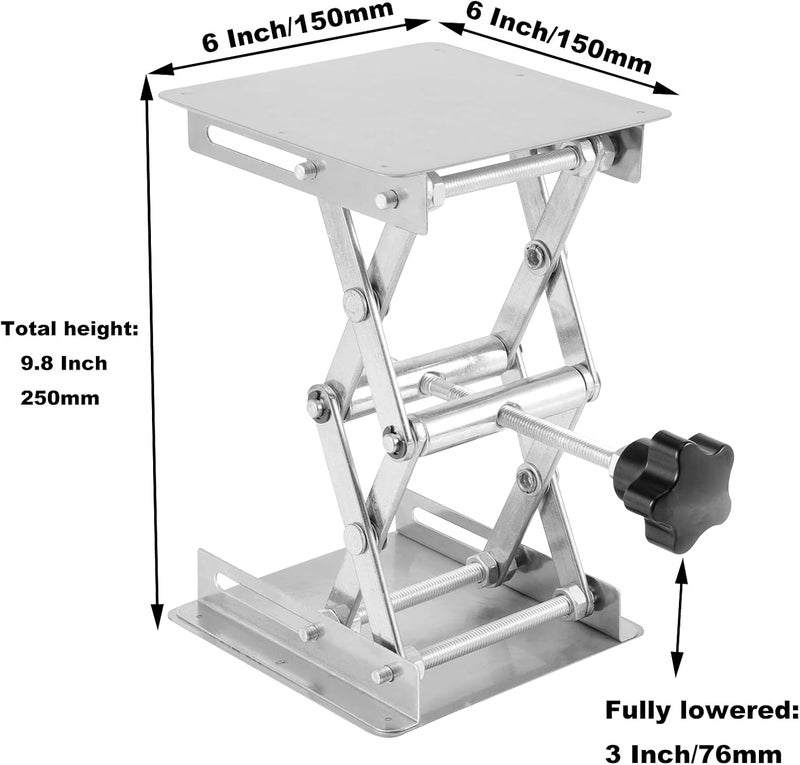 SHEUTSAN 2 Pack 6 x 6 Inches Laboratory Lift Stand Lab Jack Lifting Scissor Stand Platform - Image 2