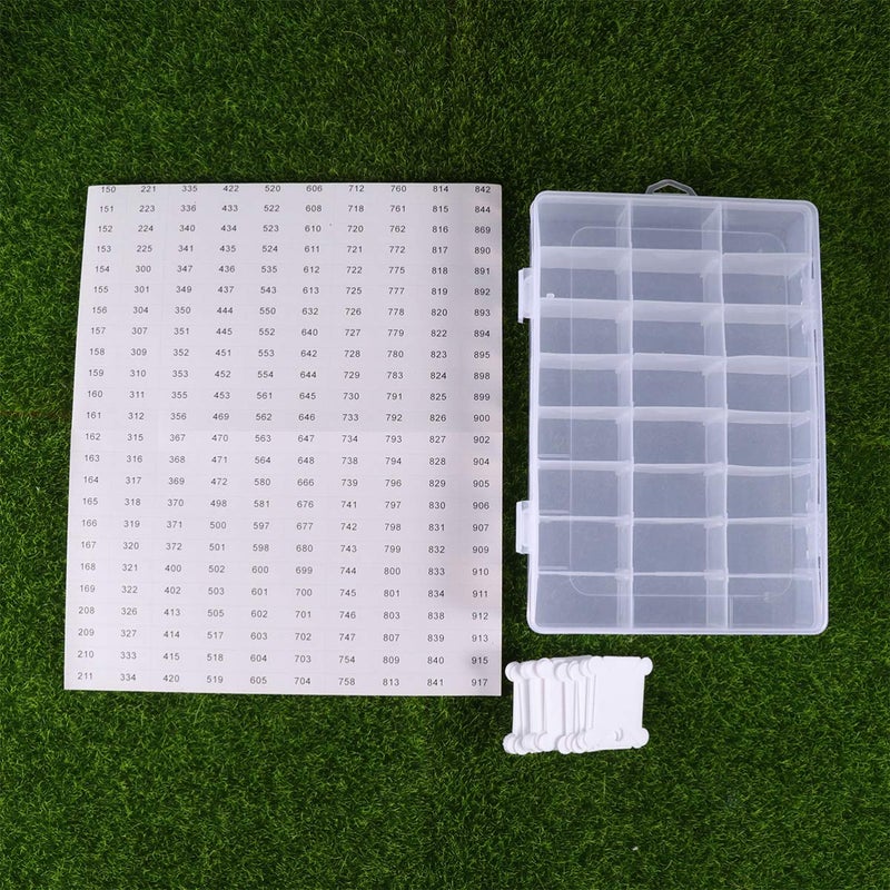 klarako 1 Pack Plastic Embroidery Floss Cross Stitch Organizer Box with100pcs Floss Bobbins 2pcs Stickers - Image 4