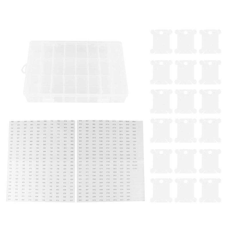 klarako 1 Pack Plastic Embroidery Floss Cross Stitch Organizer Box with100pcs Floss Bobbins 2pcs Stickers - Image 1