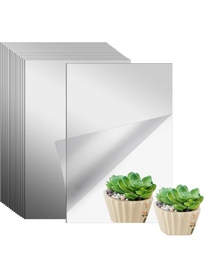 TPGP 16PC Self-Adhesive Flexible Mirror Sheets, 10x15cm Acrylic Mirror, Ideal for Bathroom, Wardrobe, Home Office (Silver) - Image 1