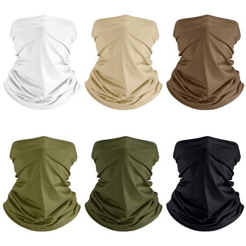 Geyoga 6 Pieces Summer UV Protection Cooling Neck Gaiter Face Clothing Neck Gaiter Mask Scarf Sunscreen Breathable Bandana(Elegant Colors) - Image 1