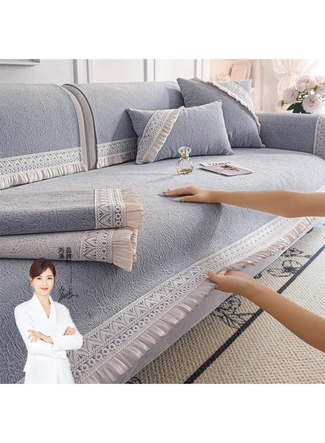 Zichen French Light Luxury Sofa Cushion New Straight Row Non-slip Sofa Seat Cover, All-season Universal Sofa Slipcover - Image 1