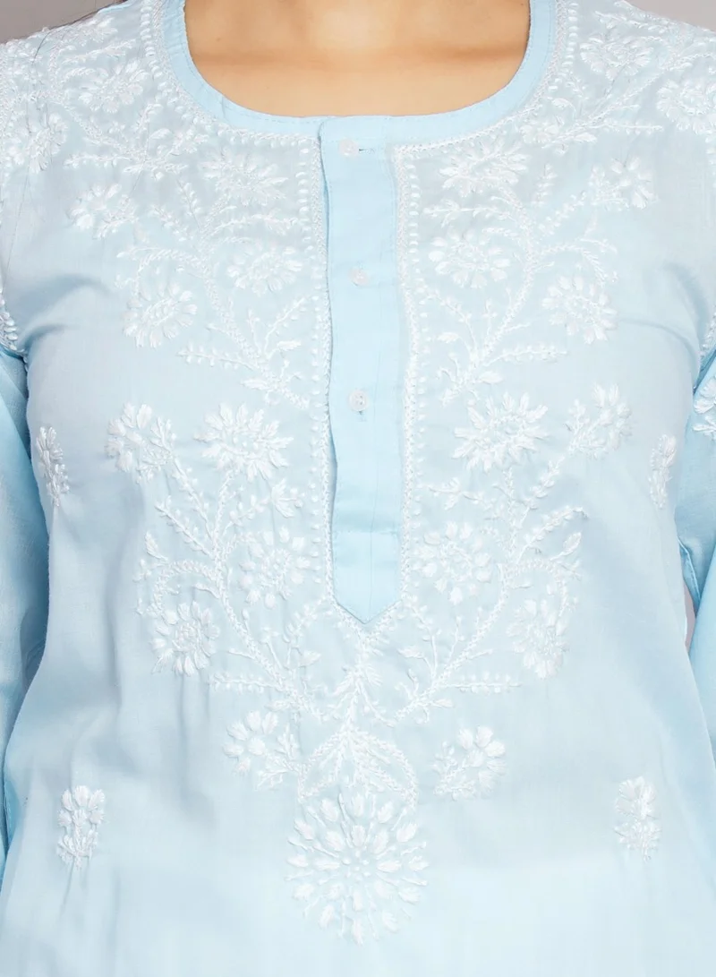 Alaya Hand Embroidered Chikankari Cotton Kurta-ALNTV115