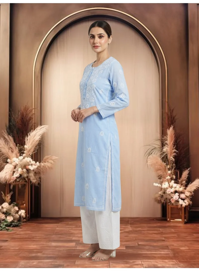 Alaya Denim Hand Embroidered Chikankari Cotton Kurta-ALNTV115 for Women | Best Price UAE
