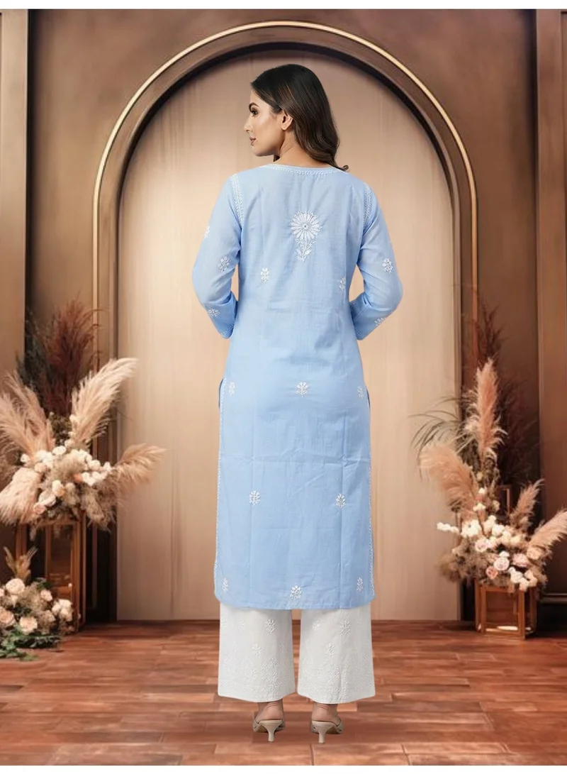 Alaya Denim Hand Embroidered Chikankari Cotton Kurta-ALNTV115 for Women | Best Price UAE