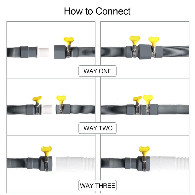 Manste Universal Washing Machine Drain Hose Extension Kit Includes 10FT Corrugated and Flexible Washing Machine Drain Hose Replacement, U-Bend Hose Holder, Extension Adapter and 4 Pieces Clamps (10)  - Image 3