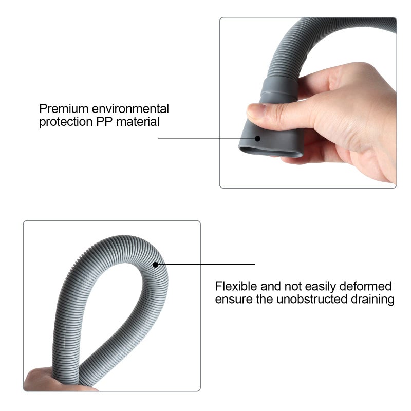Manste Universal Washing Machine Drain Hose Extension Kit Includes 10FT Corrugated and Flexible Washing Machine Drain Hose Replacement, U-Bend Hose Holder, Extension Adapter and 4 Pieces Clamps (10)  - Image 5