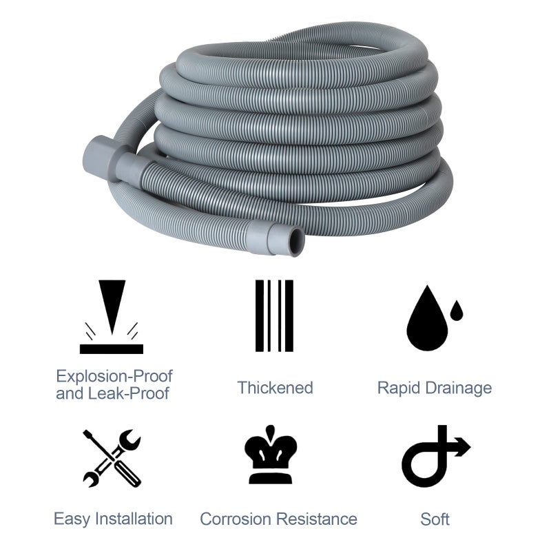 Manste Universal Washing Machine Drain Hose Extension Kit Includes 10FT Corrugated and Flexible Washing Machine Drain Hose Replacement, U-Bend Hose Holder, Extension Adapter and 4 Pieces Clamps (10)  - Image 4