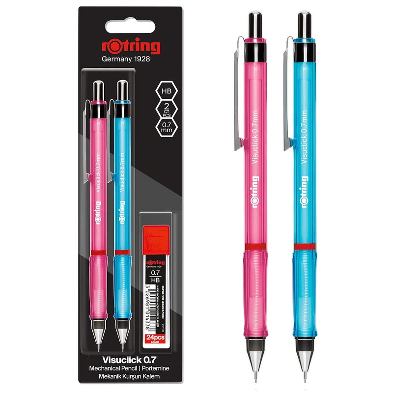 Rotring Visuclick Mechanical Pencils 07 mm 2 Count With 24 HB Leads - Image 1