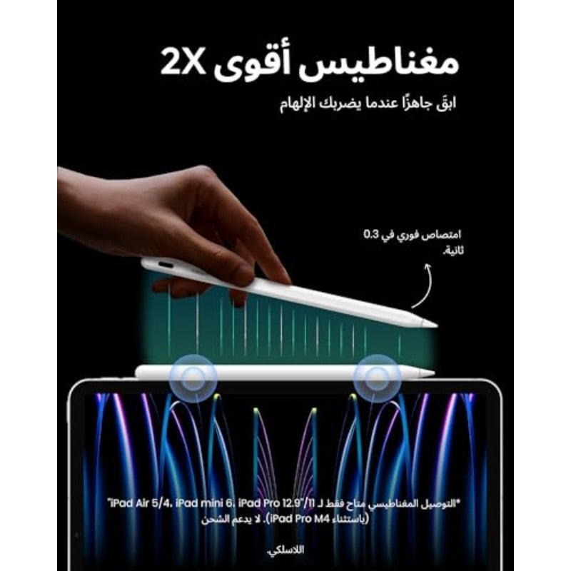 قلم ميتابين A8 لجهاز iPad من أبل 2018+، شحن سريع مرتين، دقة 0.1 ملم، جسم معدني، قلم أبل مع تقنية رفض راحة اليد المغناطيسية، لنماذج iPad من 6 إلى 11، A16 برو 12.9، 11، 13، M4 Air 3، 4، 5، M2، M3، M4، Mini 5، الجيل السادس - Image 5