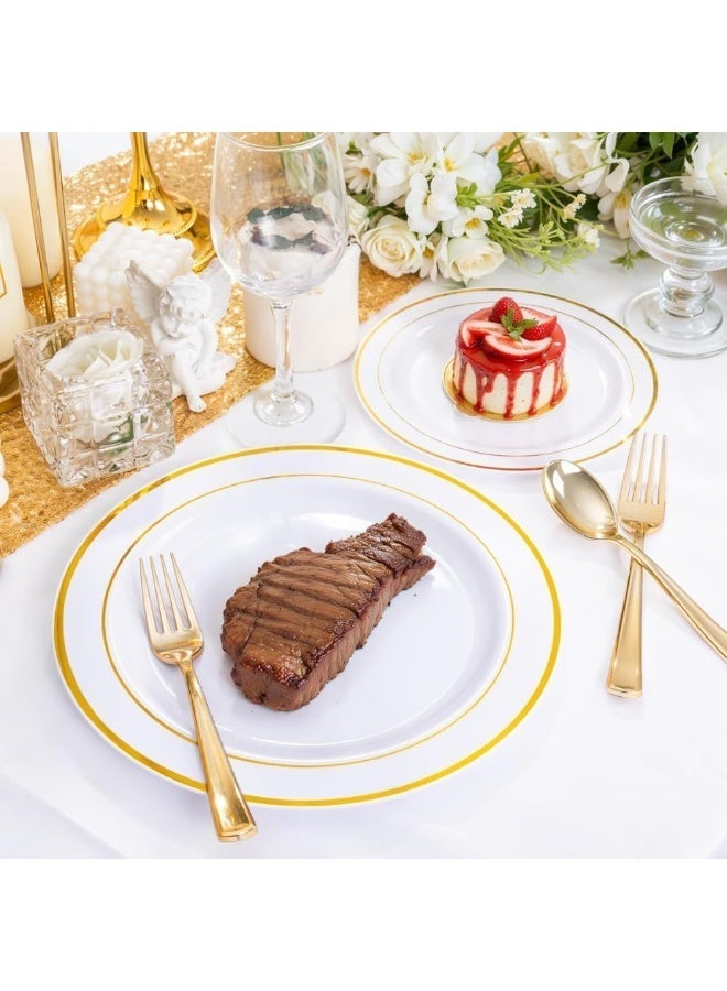 4basix Premium Golden Plastic Cutlery Set, 60 Pieces, Includes Spoons, Forks and Knives, Elegant Disposable Flatware Dining Tableware for Home Kitchen and Serving - Image 3