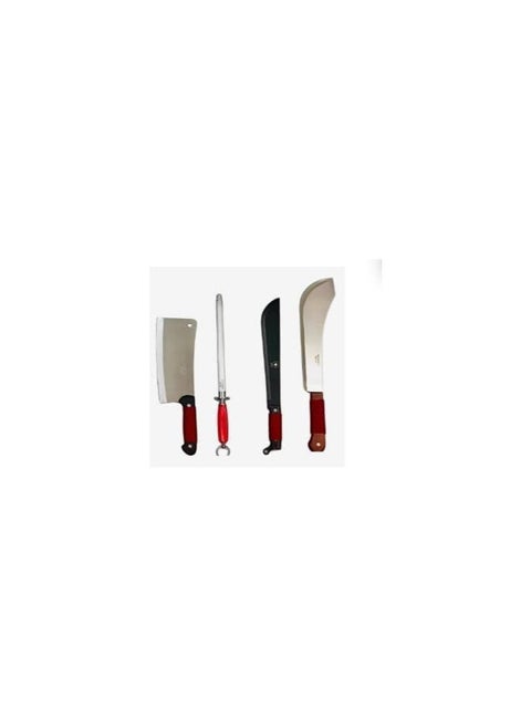 Butcher Knife Set for Meat Processing – Includes Cleaver, Boning Knife, Butcher Machete, and Knife Sharpener