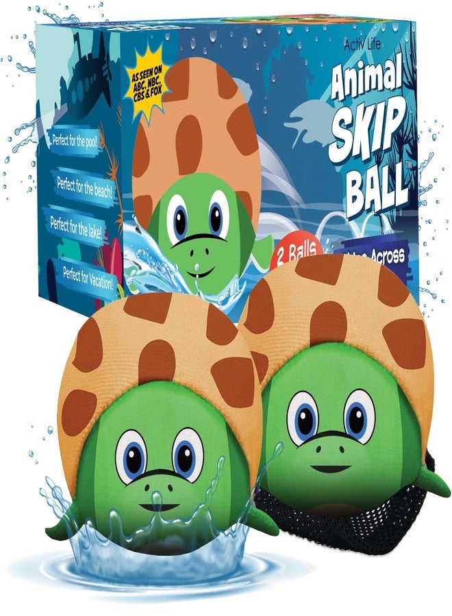 Activ Life 2 Pack Skip Balls, Water Toys for Kids, Friends, Family at Swimming Pool, Beach Games, Fun Gifts for Teens (Sea Turtle) - Image 1