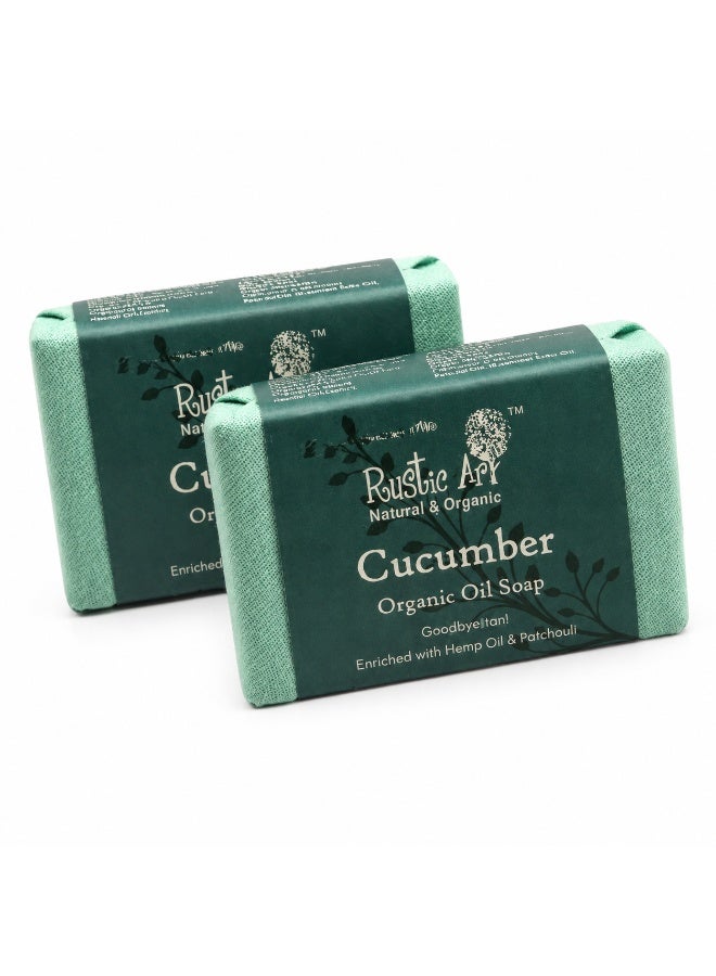 Rustic Art Organic Soap (100g (Pack of 2), Cucumber) | Skin Brightening, Exfoliating, Tan Removal - Image 1