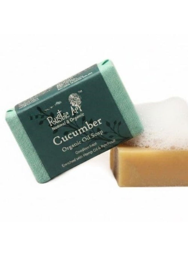 Rustic Art Organic Soap (100g (Pack of 2), Cucumber) | Skin Brightening, Exfoliating, Tan Removal - Image 2