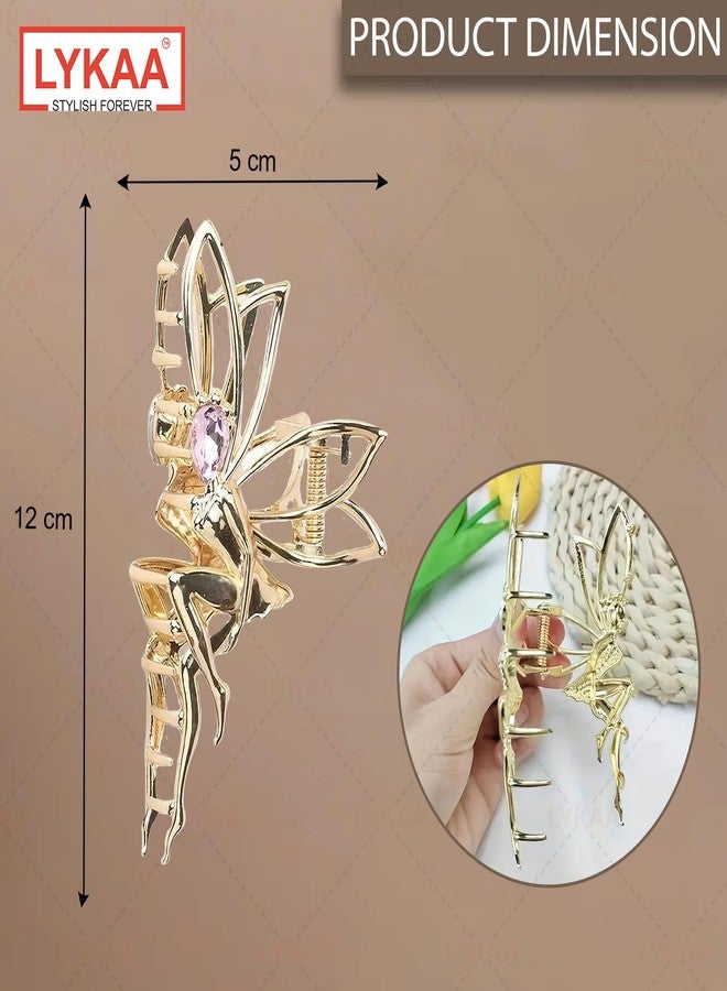 LYKAA Hair Claw Clips for Women "FAIRY BUN" Large Metal Rhinestone Clips, Gold Hair Clutcher for Thick Hair Accessories for women & Girls Korean Style Long Medium Thick Hair (Multicolor, Pack of 1) - Image 2