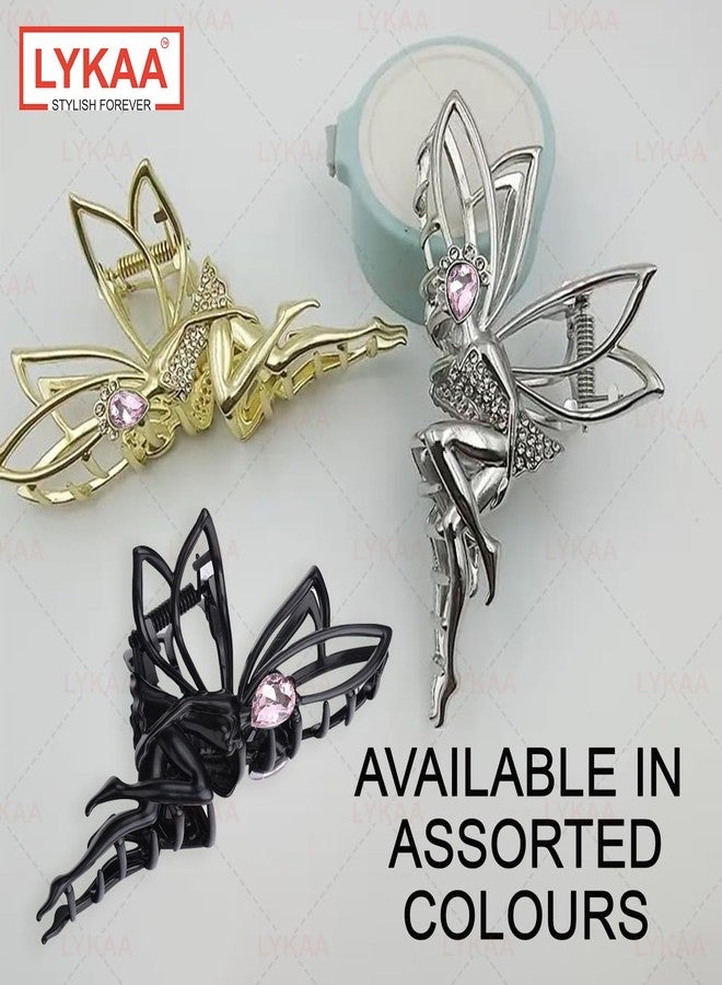 LYKAA Hair Claw Clips for Women "FAIRY BUN" Large Metal Rhinestone Clips, Gold Hair Clutcher for Thick Hair Accessories for women & Girls Korean Style Long Medium Thick Hair (Multicolor, Pack of 1) - Image 5