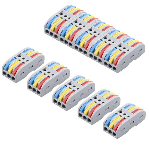 XELYTON Wire Clip Connector, Universal Connection Terminals, Circuit Inline Splices Electric Connectors, Quick Connect & Freely Assemble Electrical Splicing Kit for Compact (3 In 3 Out, 10) - Image 1