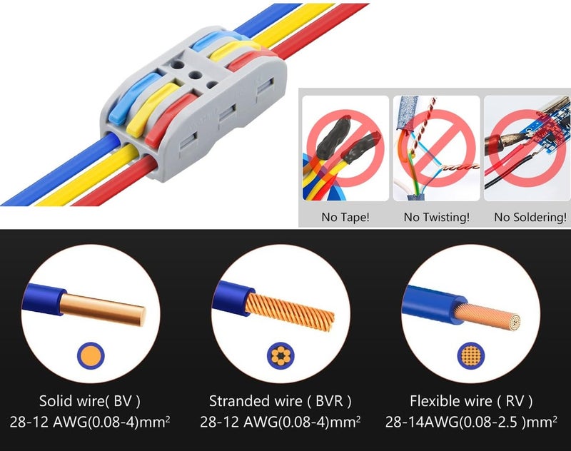 XELYTON Wire Clip Connector, Universal Connection Terminals, Circuit Inline Splices Electric Connectors, Quick Connect & Freely Assemble Electrical Splicing Kit for Compact (3 In 3 Out, 10) - Image 2
