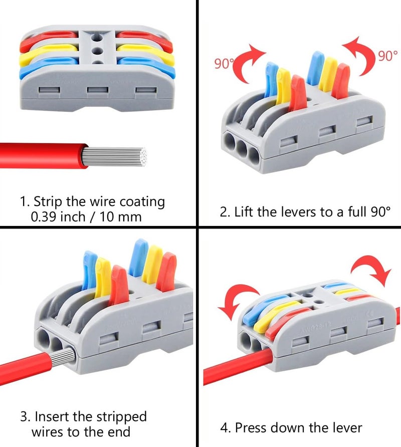 XELYTON Wire Clip Connector, Universal Connection Terminals, Circuit Inline Splices Electric Connectors, Quick Connect & Freely Assemble Electrical Splicing Kit for Compact (3 In 3 Out, 10) - Image 5