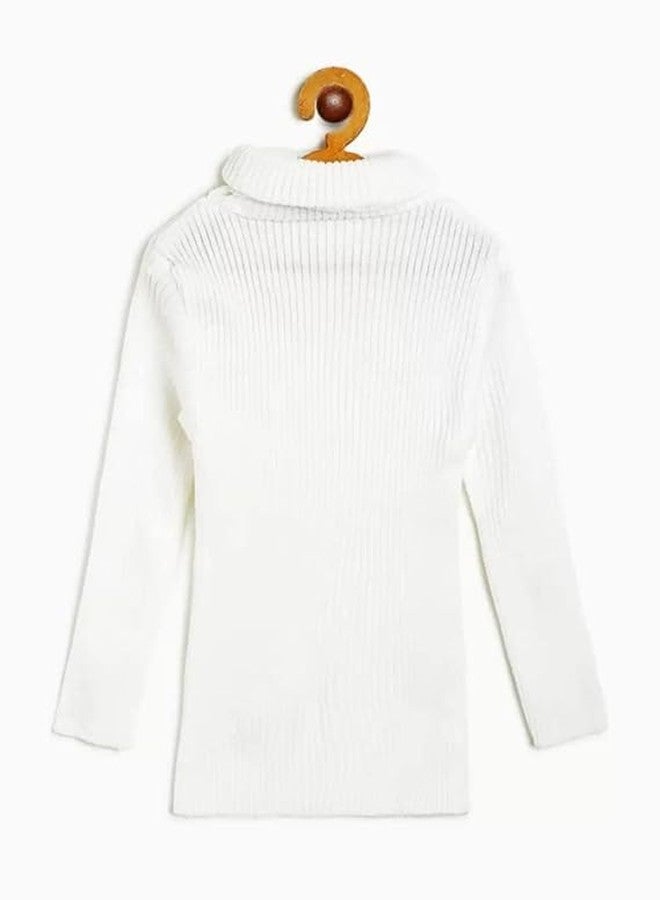 TINY HANDS Baby Casual Winter Full Sleeve Wollen High Neck Sweater for Baby Boys and Girls, Kids Innerwear Pack of 1 White - Image 1