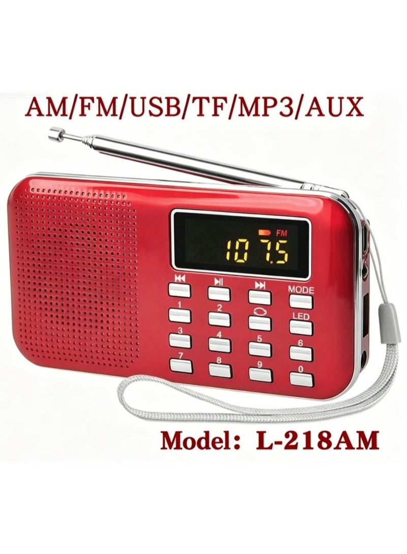 Portable FM/AM Dual-Band Multi-functional Radio L-218AM with Card Speaker - Image 5