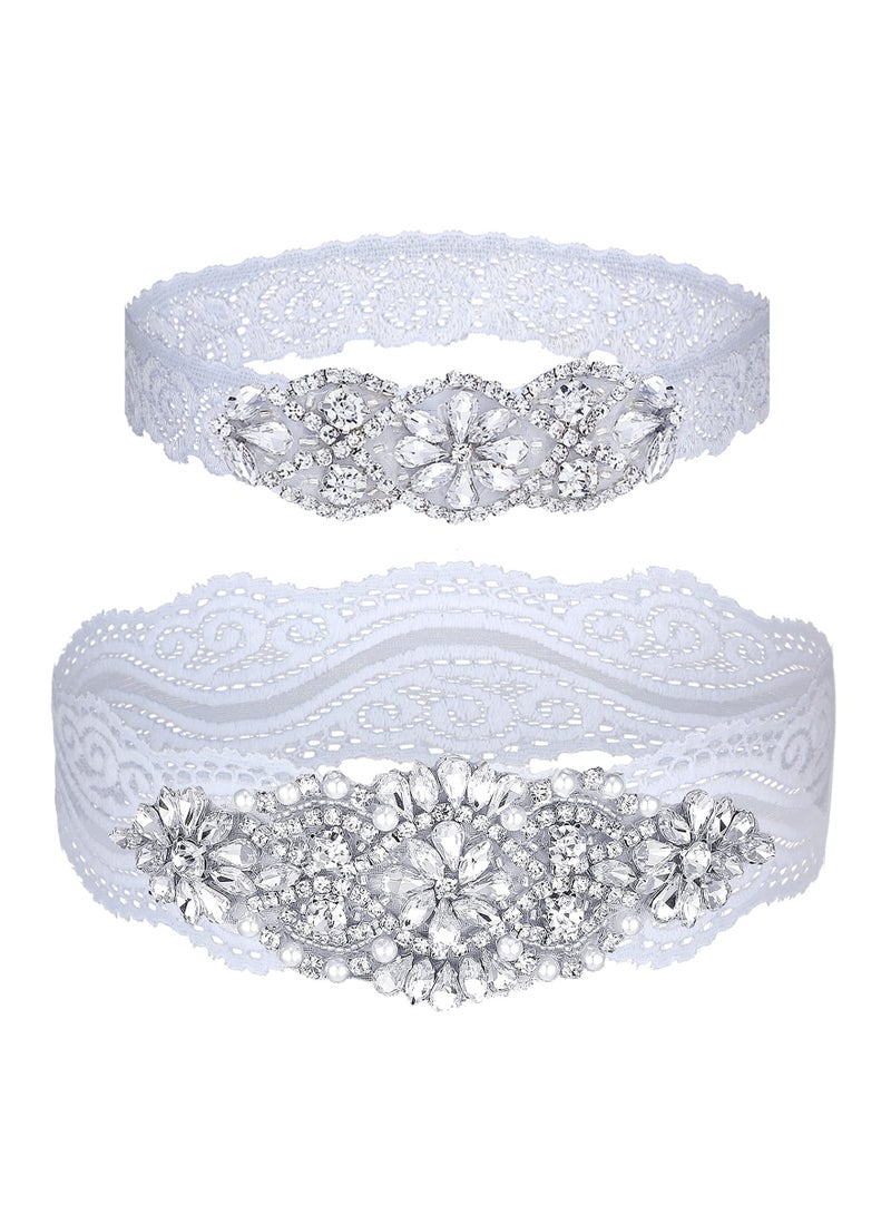 Bling Crystal Wedding Garters, with Non-Slip Silicone, Stretch Lace Bridal Garter for Bride, Wedding Garter Elasticated, Soft Lace Garter, Bridal Wedding Accessories, Bride to be Gifts - Image 1
