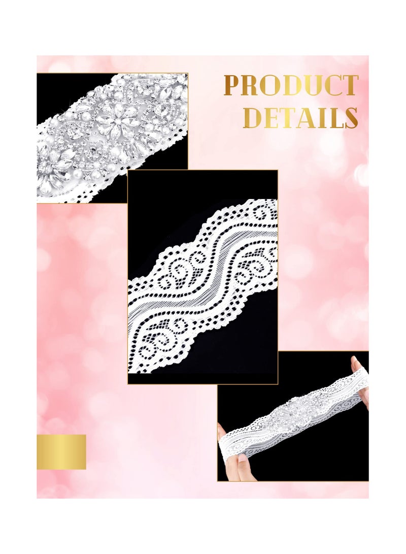 Bling Crystal Wedding Garters, with Non-Slip Silicone, Stretch Lace Bridal Garter for Bride, Wedding Garter Elasticated, Soft Lace Garter, Bridal Wedding Accessories, Bride to be Gifts - Image 2