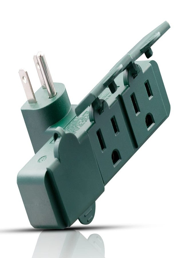 ELEGRP 3-Prong Weatherproof 3-Outlet Extender Adapter, Heavy Duty Triple Grounding Outlet Power Extender with Dust-proof Cover, Indoor/Outdoor Use, ETL Listed, 1 Pack, Green - Image 1